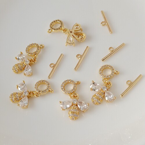 diy14k包金蜜蜂收尾扣镶嵌锆石