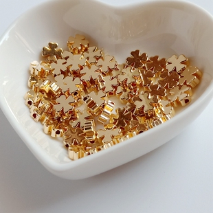 美国14K包金四叶草保色十字心形隔珠配件散珠diy手工串手链饰品