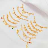 强保色铜镀24K金双吊手链延长链收尾链diy手工自制项链饰品配件