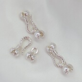 铜镀银保色花生纹花苞扣双包扣手链项链首饰链接收尾扣手工DIY