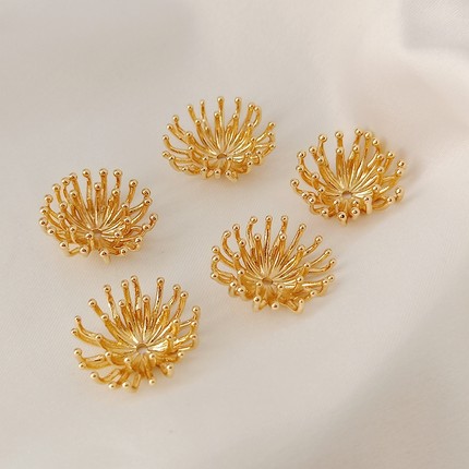 14K包金保色双层不规则花蕊花心托花蕾手工DIY饰品发簪配件材料