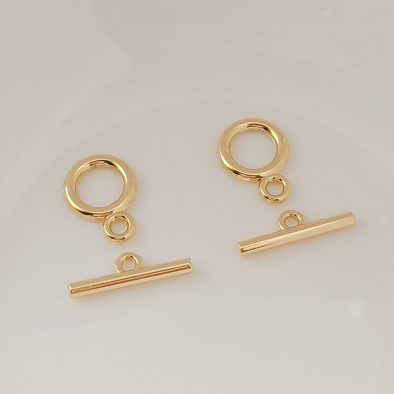 14K包金保色光面OT扣手链扣水晶珍珠项链扣头连接搭扣diy饰品配件