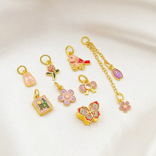 18K包金珐琅滴油蝴蝶吊坠挂坠