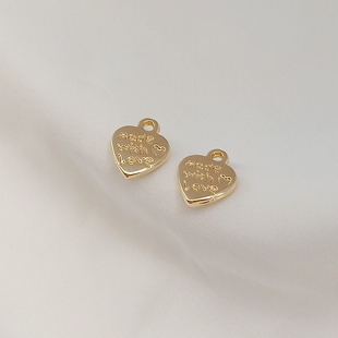 14K包金保色英文字爱心吊坠手链项链耳环耳饰手工DIY饰品配件材料