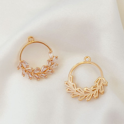 diy镶嵌锆石植物树叶吊坠耳饰品