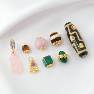 天然粉水晶玛瑙桶珠隔珠手工diy编织手链项链散珠饰品配件散珠