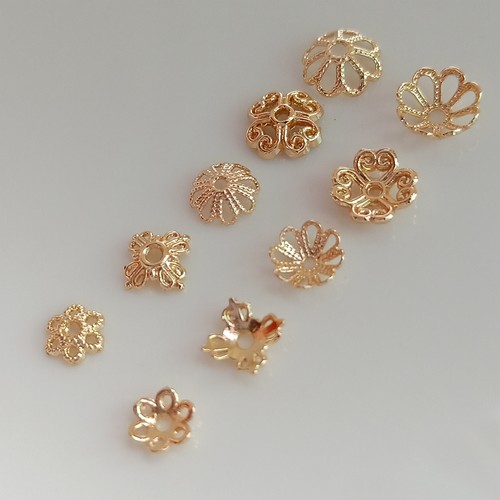 diy14k包金保色镂空隔珠片花托