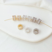 保色银14K包金白K镶梯方锆石大孔隔珠桶珠手工DIY手链项链饰品配