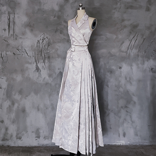 人间蜉蝣 暗纹马面裙新中式复古绫罗绸面半身裙小众设计显瘦半裙