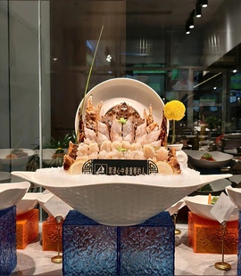 陶瓷高端创意海鲜姿造三文鱼雕鱼生刺身专用大拼盘子火锅干冰摆盘