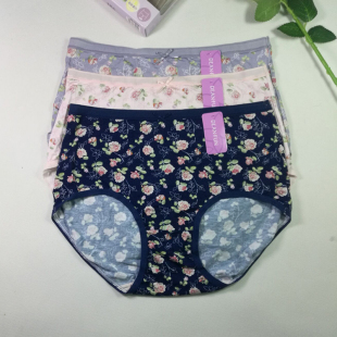 头 女再生纤维柔软透气甜美舒适性感包臀高腰平角裤 正品 蝶安芬内裤