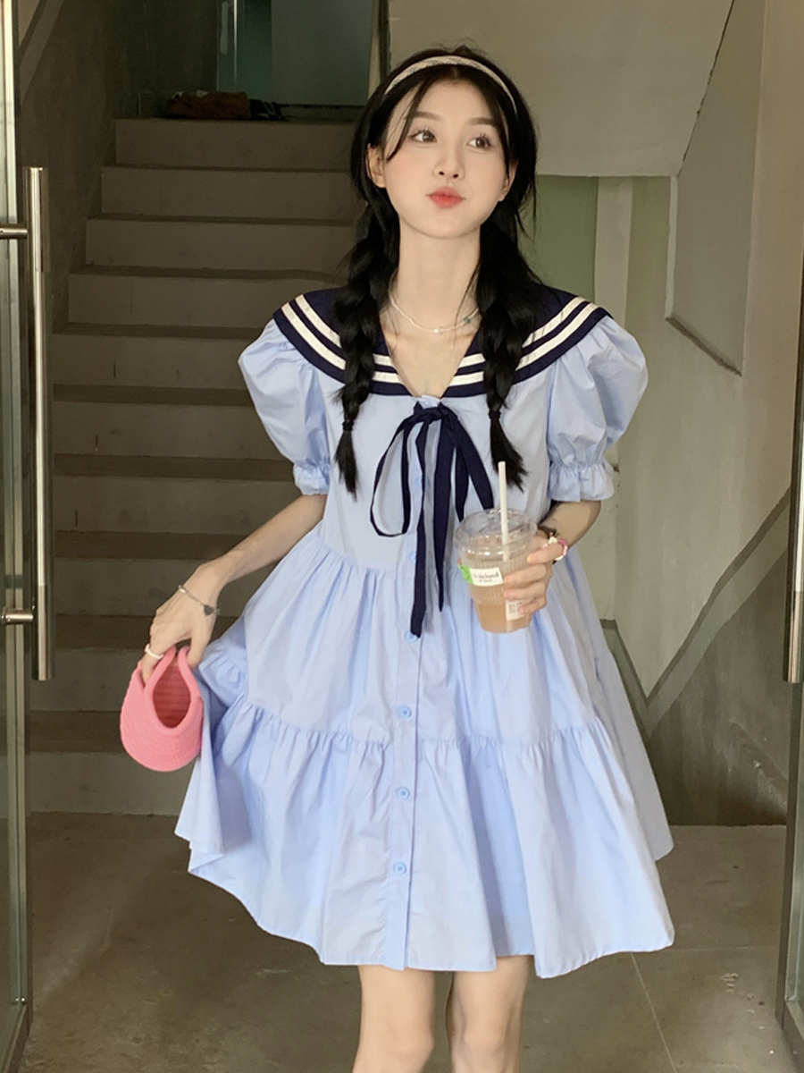大码女装学院风宽松遮肉显瘦裙子