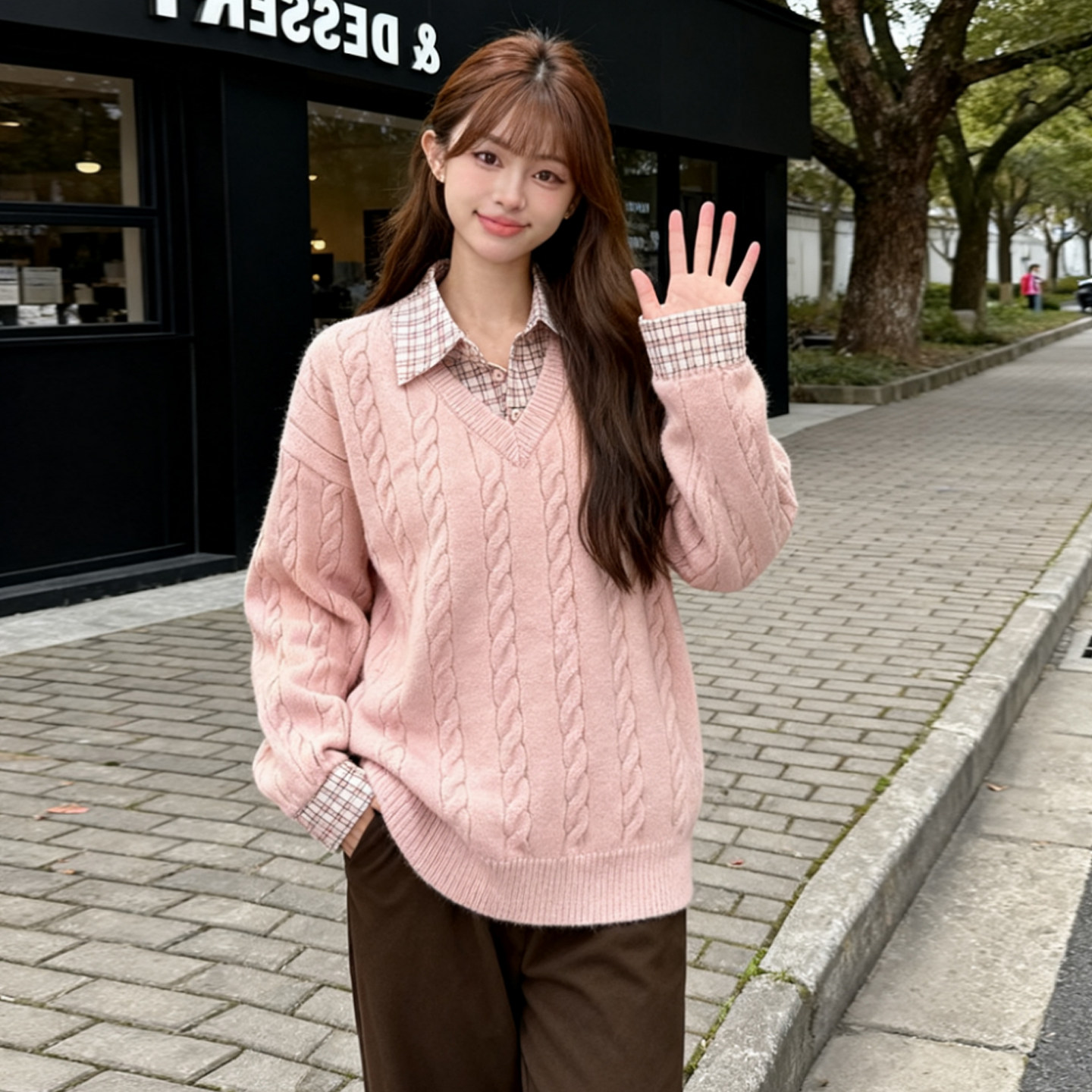 大码女装胖mm韩系宽松遮肉假两件毛衣秋冬衬衫拼接内搭针织衫上衣,女装/女士精品,大码套装,淘宝优惠券,粉丝福利购,淘宝优惠卷