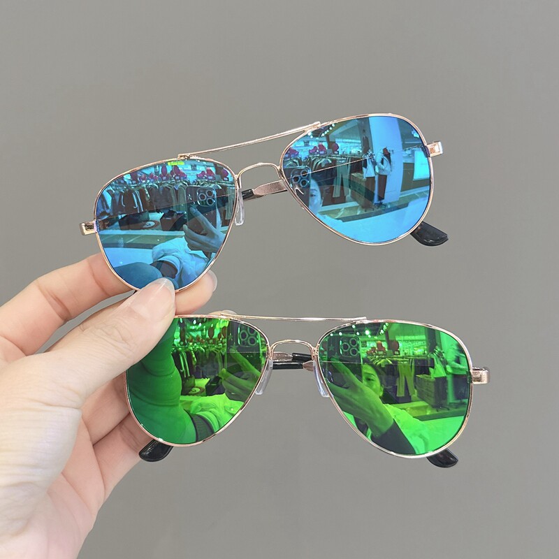 儿童太阳镜男女童时尚金属偏光飞行眼镜个性宝宝街拍走秀蛤蟆墨镜