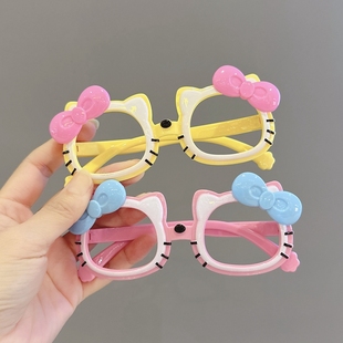 儿童眼镜宝宝公主卡通猫咪造型眼镜框女童可爱拍照百搭玩具眼镜架