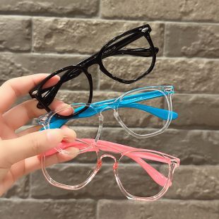 儿童眼镜框男女童时尚硅胶软腿无镜片眼镜宝宝可爱装饰眼镜框架潮