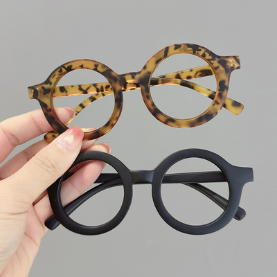 儿童眼镜框男女童复古圆框无镜片眼镜架宝宝可爱超萌拍照装饰眼镜