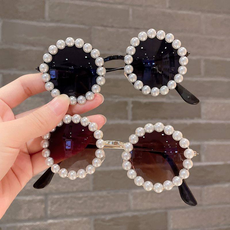 儿童墨镜女童宝宝珍珠太阳镜眼镜