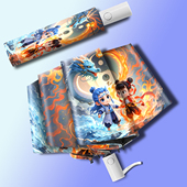 安全防回弹全自动折叠雨伞男女晴雨黑胶两用防晒防紫外线动漫学生