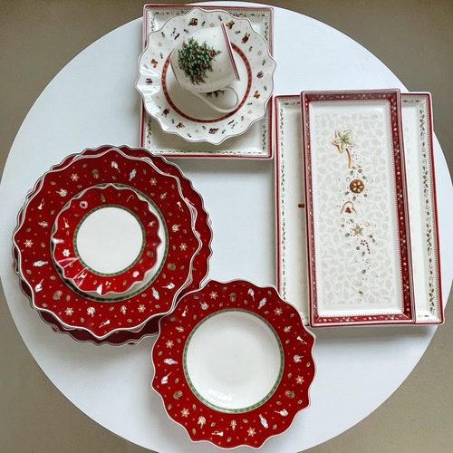 Villeroy Boch德国唯宝中古风圣诞系列陶瓷盘家用餐厅深盘牛排盘