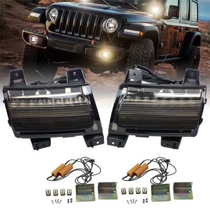 适用2018-2025款JLJT牧马人流光熏黑轮眉灯白黄转向日行灯led车灯