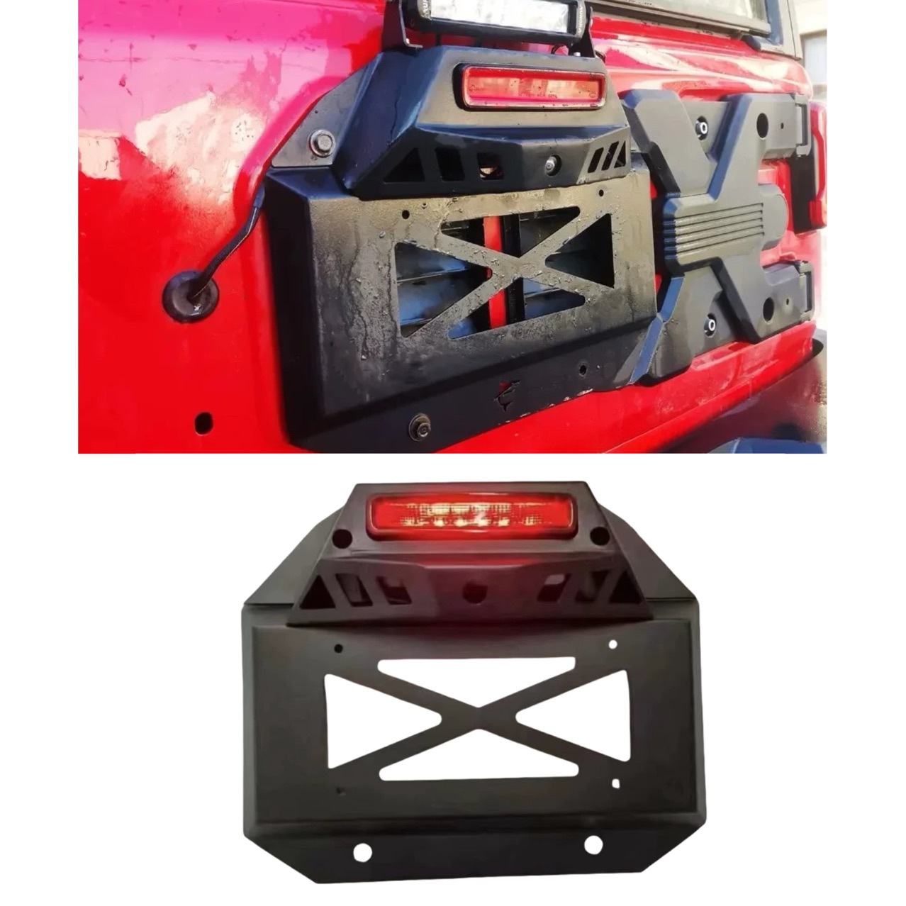 适用于18-24款JL牧马人尾门封板尾门牌照装饰板牌照架带刹车灯