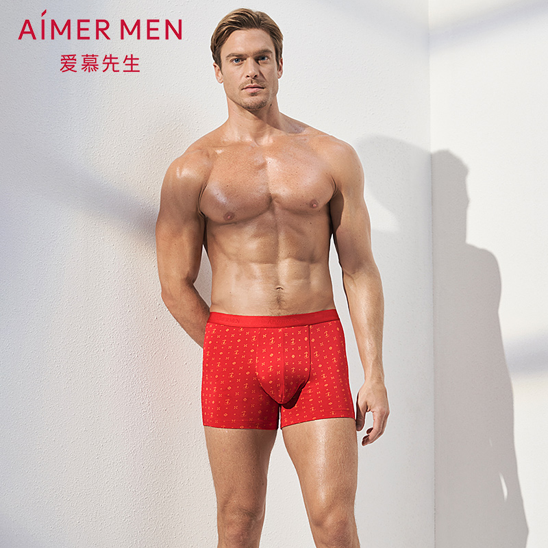aimer men爱慕先生19AW时尚开运裤装腰平角内裤NS23C281