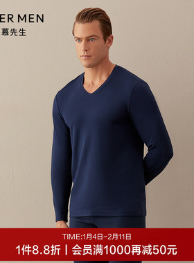 Aimer Men爱慕先生20AW牛奶丝绒暖衣秋冬保暖内衣V领长袖NS72D472