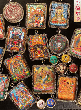 手绘唐卡小唐卡吊坠嘎乌盒设计感毛衣链春夏项链饰品西藏拉萨合集