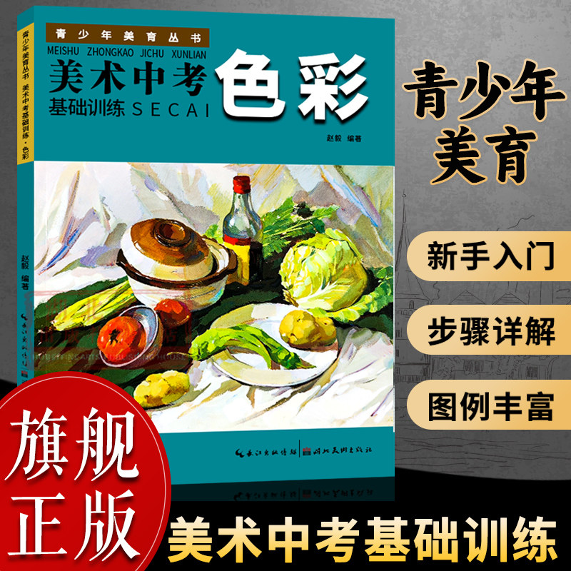 【旗舰正版】美术中考基础训练：色彩 青少年美育丛书 成人初学者入门到精通零基础自学绘画技法 画静物素描速写结构范画临摹书籍