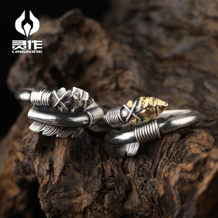 灵作银饰 纳瓦霍石箭戒指925纯银印第安纳瓦霍风格纯手工原创设计