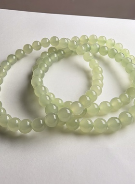 天然和田玉青海料高冰晴水玉石手串简约高冰无暇无裂高品和田玉珠