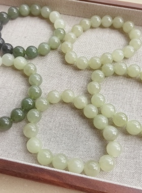 青海料天然和田玉12mm冰透葡萄肉和田玉手串送朋友礼物送证书礼盒