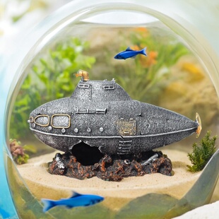鱼缸创意造景树脂仿真空心潜艇沉船草缸海底世界观景背景装饰摆件