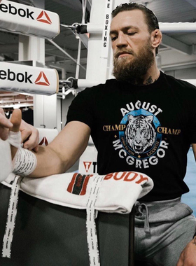 嘴炮康纳麦格雷戈UFC出场健身老虎泰拳MMA短袖T恤格斗训练武林风