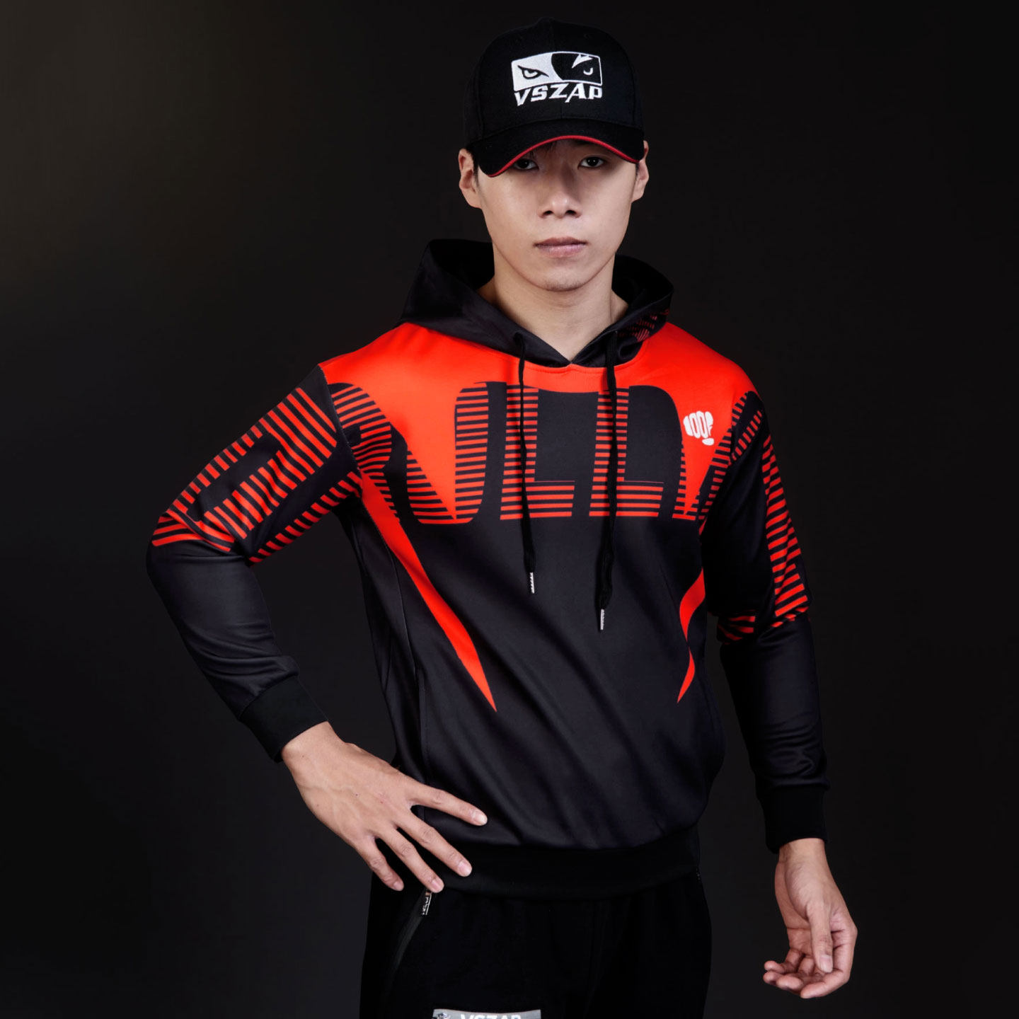柔猴蛇纹身红色运动休闲卫衣格斗泰拳击健身拉链秋冬MMA新款外套