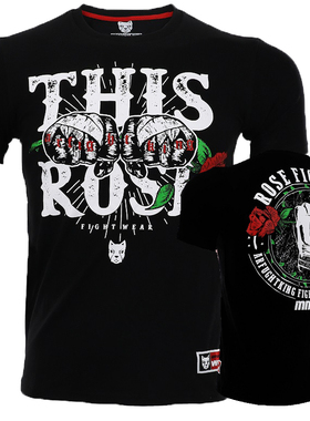 MMA搏击运动拳手玫瑰T恤武林风柔术短袖跑步UFC综合格斗泰拳散打