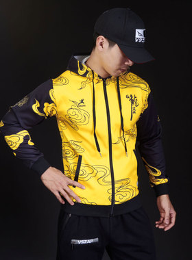 柔猴李小龙秋冬款武术运动卫衣连帽拉链开衫拳击格斗搏击外套MMA