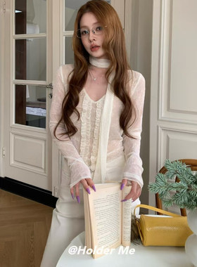 HOLDER十三行2025冬季新款韩系浪漫气质V领百搭类似打底衫上衣女