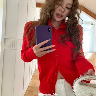 针织开衫 HOLDER十三行2025秋季 单排扣温柔长袖 韩系时尚 毛衣女 新款