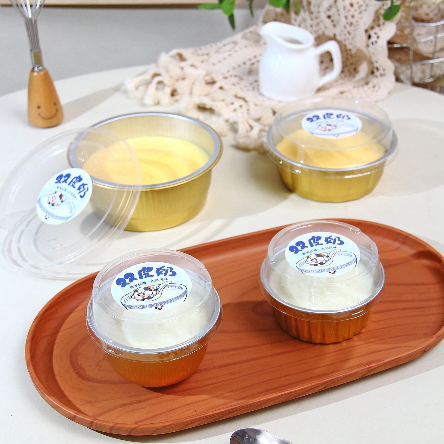 双皮奶打包盒耐高温锡纸可蒸焦糖布丁香蕉烤蛋奶甜品专商用铝箔碗
