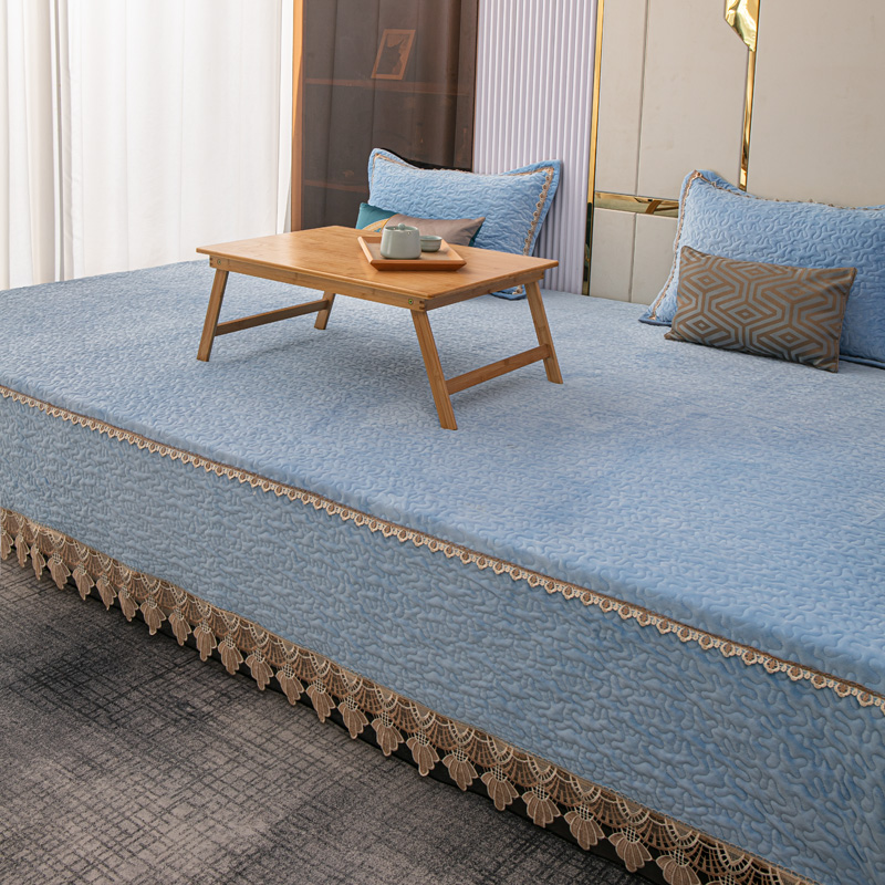 纯色防滑素色牛奶绒榻榻米垫大炕盖简约加厚农村东北土炕火炕罩4m