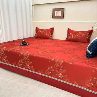 高端红色高精密大炕盖大炕单结婚防滑定制婚庆农村土炕上专用床盖
