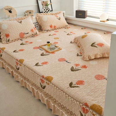 2025新款牛奶绒大炕盖榻榻米垫床盖专用四件套防滑炕毯农村火炕3m