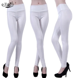 仿皮高腰哑光时尚气质打底裤女裤铅笔皮裤小脚九分春秋美骆诗修身