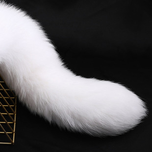 丰满白狐真毛狐狸尾巴穿戴磁吸cos道具动漫展兽尾狐娘配饰中长款