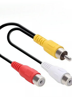 AV一分二音频转换线2合1功放音箱CD音响双莲花2RCA母接头一公二母