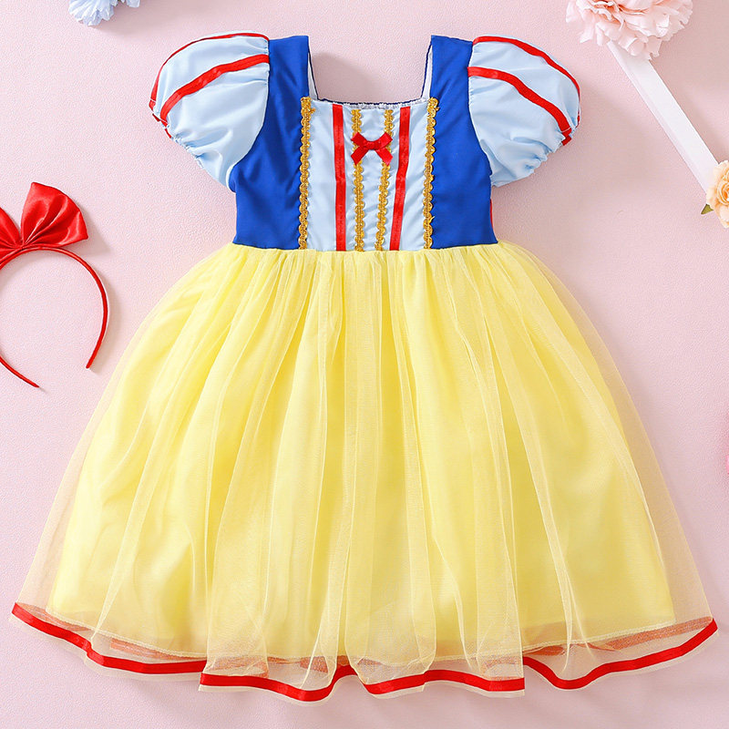 儿童白雪公主裙夏季短袖女童网纱蓬蓬裙洋气生日连衣裙