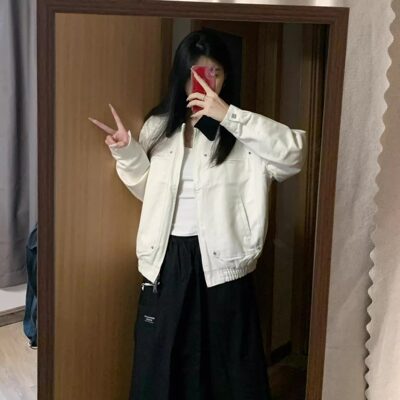 覆古巴恩风翻领夹克外套