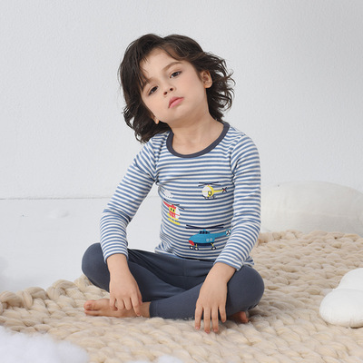 儿童秋衣秋裤套装纯棉加厚保暖内衣男童圆领打底内衣棉毛衫秋A类